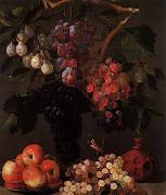 Juan Bautista de Espinosa Bodegon de uvas, manzanas y ciruelas oil on canvas